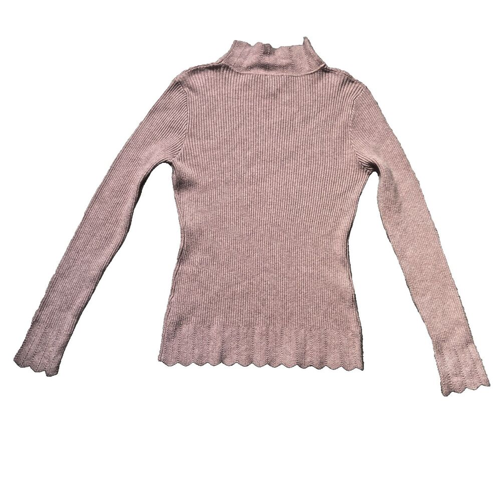 Vila Milano Sweater Pink Wool Blend Soft Girl Coquette Mock Turtleneck Sz S